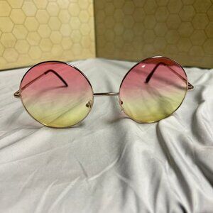 New Big Round Pink&Yellow Sunglasses